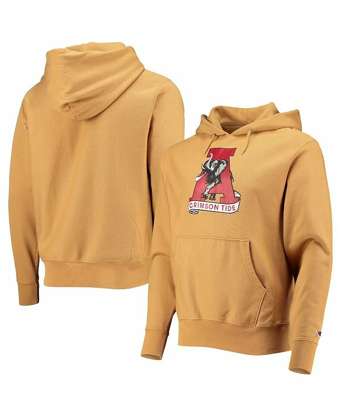 Champion Men's Gold Alabama Crimson Tide Vintage-Like Washed Reverse Weave Pullover Hoodie