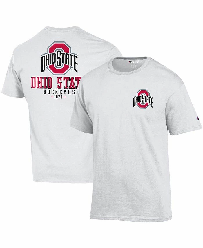 Champion Men's White Ohio State Buckeyes Team Stack 2-Hit T-shirt