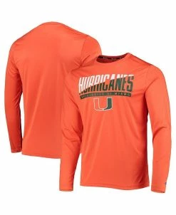 Champion Men's Orange Miami Hurricanes Wordmark Slash Long Sleeve T-shirt