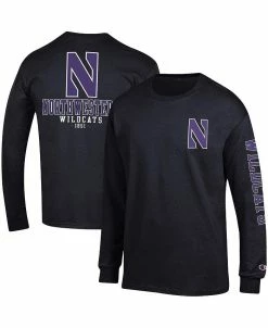 Champion Men's Black Northwestern Wildcats Team Stack Long Sleeve T-shirt