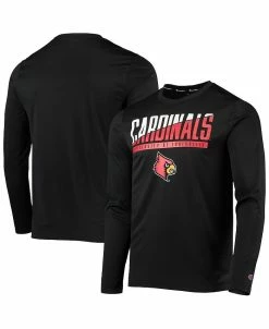 Champion Men's Black Louisville Cardinals Wordmark Slash Long Sleeve T-shirt