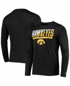 Champion Men's Black Iowa Hawkeyes Wordmark Slash Long Sleeve T-shirt