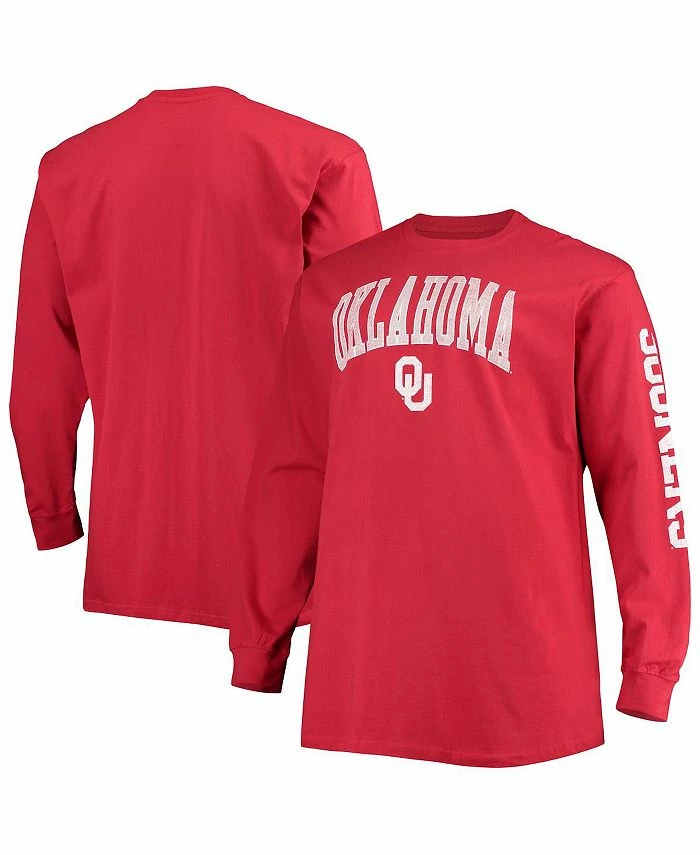 Champion Men's Crimson Oklahoma Sooners Big And Tall 2-Hit Long Sleeve T-shirt