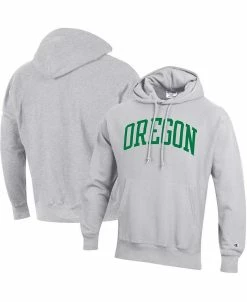 Champion Men's Heathered Gray Oregon Ducks Team Arch Reverse Weave Pullover Hoodie