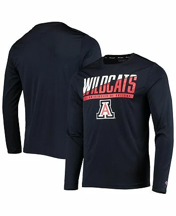 Champion Men's Navy Arizona Wildcats Wordmark Slash Long Sleeve T-shirt - Image 2