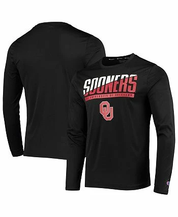Champion Men's Black Oklahoma Sooners Wordmark Slash Long Sleeve T-shirt - Image 2