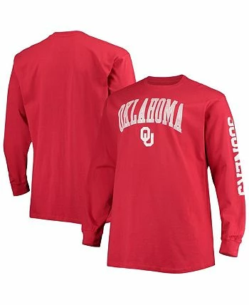 Champion Men's Crimson Oklahoma Sooners Big And Tall 2-Hit Long Sleeve T-shirt - Image 2
