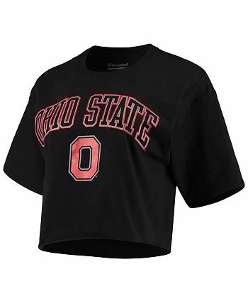 Champion Women's Black Ohio State Buckeyes Cropped Boyfriend T-shirt - Image 3