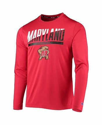 Champion Men's Red Maryland Terrapins Wordmark Slash Long Sleeve T-shirt - Image 2