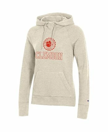 Champion Women's Heathered Oatmeal Clemson Tigers College Seal Pullover Hoodie - Image 3