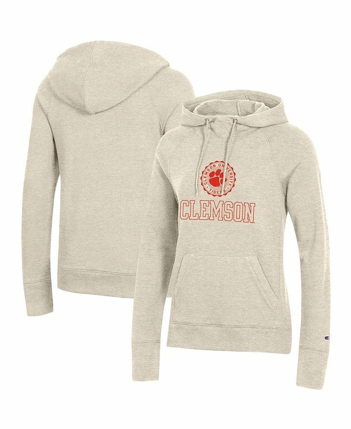 Champion Women's Heathered Oatmeal Clemson Tigers College Seal Pullover Hoodie