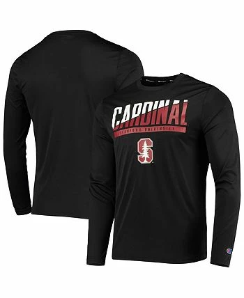 Champion Men's Black Stanford Cardinal Wordmark Slash Long Sleeve T-shirt - Image 2