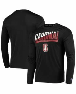 Champion Men's Black Stanford Cardinal Wordmark Slash Long Sleeve T-shirt