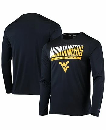 Champion Men's Navy West Virginia Mountaineers Wordmark Slash Long Sleeve T-shirt - Image 2
