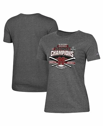 Women's Charcoal Mississippi State Bulldogs 2021 NCAA Men's Baseball College World Series Champions Locker Room T-shirt - Image 2