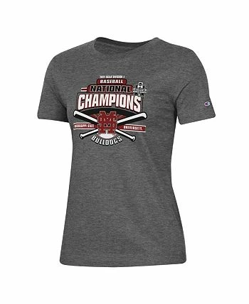 Women's Charcoal Mississippi State Bulldogs 2021 NCAA Men's Baseball College World Series Champions Locker Room T-shirt - Image 3