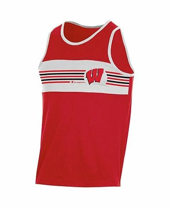 Champion Men's Red Wisconsin Badgers Colorblock Tank Top - Image 3