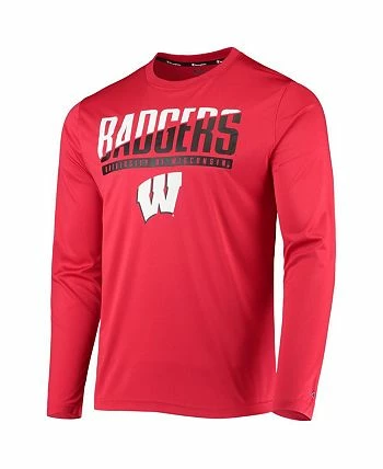 Champion Men's Red Wisconsin Badgers Wordmark Slash Long Sleeve T-shirt - Image 2