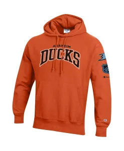 Champion Men's Orange Anaheim Ducks O&B Capsule II Pullover Hoodie