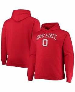 Champion Men's Scarlet Ohio State Buckeyes Big And Tall Arch Over Logo Powerblend Pullover Hoodie