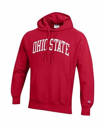 Champion Men's Scarlet Ohio State Buckeyes Team Arch Reverse Weave Pullover Hoodie - Image 3
