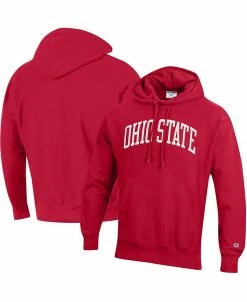 Champion Men's Scarlet Ohio State Buckeyes Team Arch Reverse Weave Pullover Hoodie