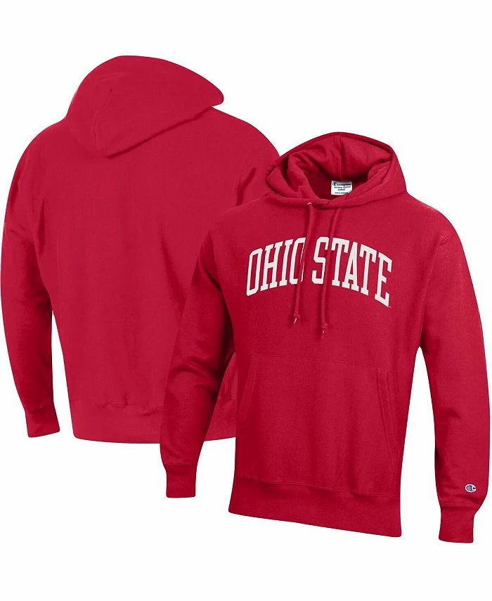 Champion Men's Scarlet Ohio State Buckeyes Team Arch Reverse Weave Pullover Hoodie