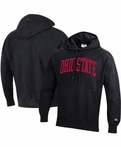 Champion Men's Black Ohio State Buckeyes Team Arch Reverse Weave Pullover Hoodie