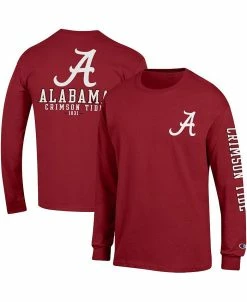 Champion Men's Crimson Alabama Crimson Tide Team Stack 3-Hit Long Sleeve T-shirt