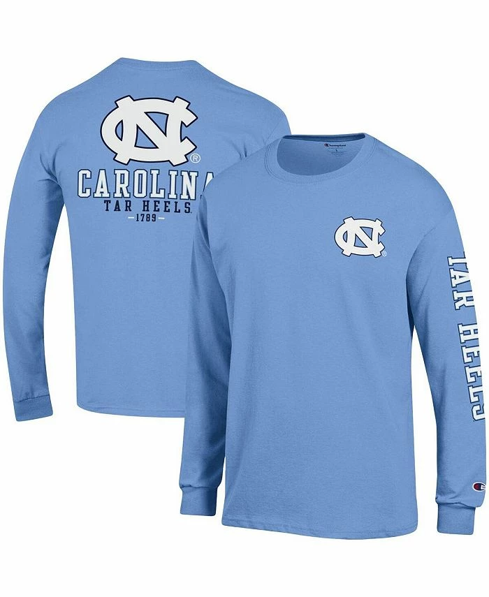 Champion Men's Carolina Blue North Carolina Tar Heels Team Stack Long Sleeve T-shirt