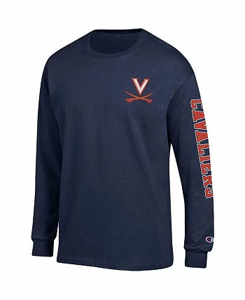 Champion Men's Navy Virginia Cavaliers Team Stack Long Sleeve T-shirt - Image 3
