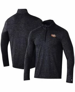 Champion Men's Heathered Black LSU Tigers Field Day Team Quarter-Zip Jacket