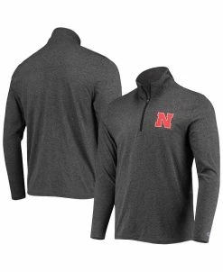 Champion Men's Heathered Black Nebraska Huskers Field Day Team Quarter-Zip Jacket