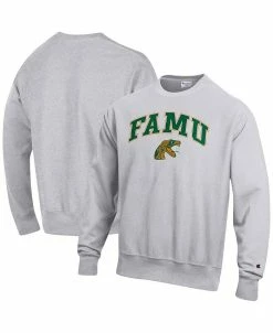 Champion Men's Heathered Gray Florida A&M Rattlers Arch Over Logo Reverse Weave Pullover Sweatshirt