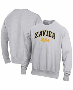 Champion Men's Heathered Gray XULA Gold Arch Over Logo Reverse Weave Pullover Sweatshirt