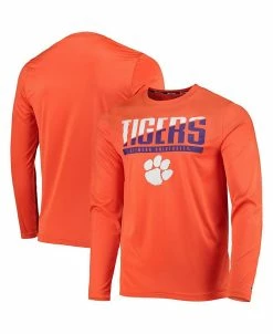 Champion Men's Orange Clemson Tigers Wordmark Slash Long Sleeve T-shirt