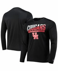 Champion Men's Black Houston Cougars Wordmark Slash Long Sleeve T-shirt