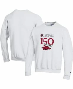 Champion Men's White Arkansas Razorbacks 150th Anniversary Pullover Sweatshirt