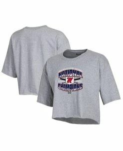 Women's Heathered Gray Ole Miss Rebels 2022 NCAA Men's Baseball College World Series Champions Locker Room Boyfriend Cropped T-shirt
