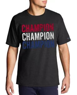 Champion Men's Red, White & Blue Logo Graphic Short-Sleeve T-Shirt