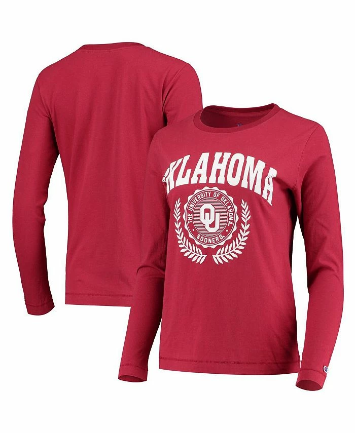 Champion Women's Crimson Oklahoma Sooners University Laurels Long Sleeve T-shirt