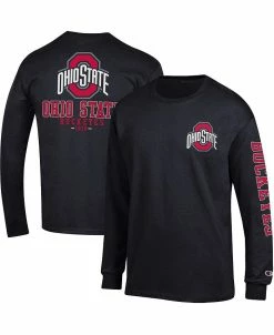 Champion Men's Black Ohio State Buckeyes Team Stack 3-Hit Long Sleeve T-shirt