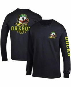 Champion Men's Black Oregon Ducks Team Stack Long Sleeve T-shirt