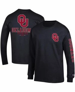 Champion Men's Black Oklahoma Sooners Team Stack Long Sleeve T-shirt