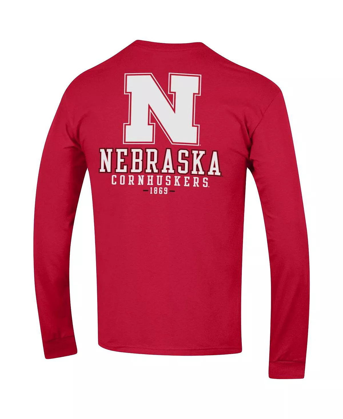 Champion Men's Scarlet Nebraska Huskers Team Stack Long Sleeve T-shirt - Image 4
