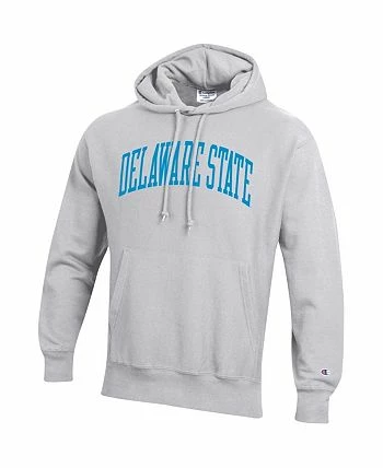 Champion Men's Gray Delaware State Hornets Tall Arch Pullover Hoodie - Image 3