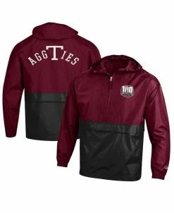 Champion Men's Maroon Texas A&M Aggies 12th Man Centennial Blocked Packable Half-Zip Pullover Jacket