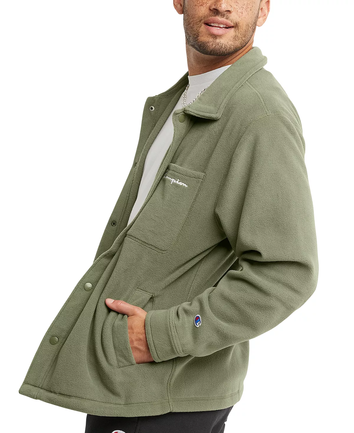Champion Men's Explorer Standard-Fit Fleece Shirt Jacket - Image 4