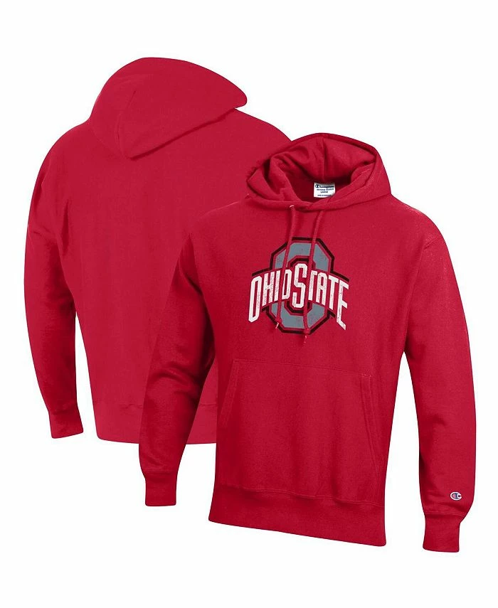 Champion Men's Scarlet Ohio State Buckeyes Vault Logo Reverse Weave Pullover Hoodie