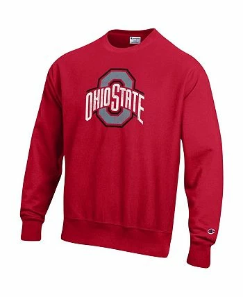 Champion Men's Scarlet Ohio State Buckeyes Vault Logo Reverse Weave Pullover Sweatshirt - Image 3